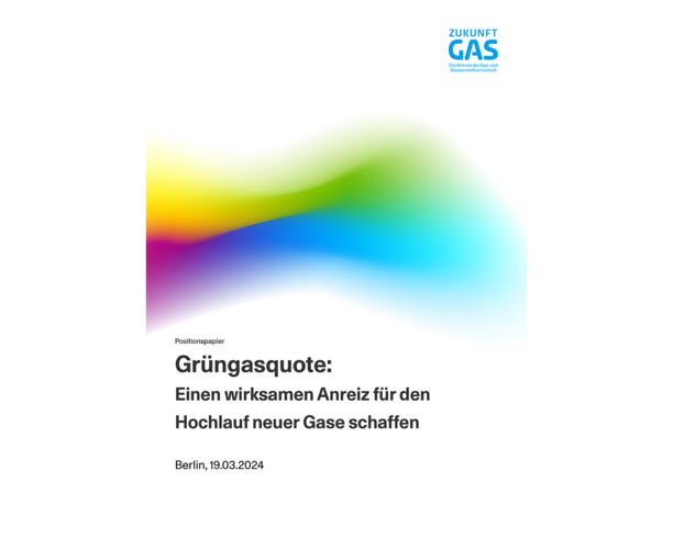 Cover des Positionspapiers Grüngasquote